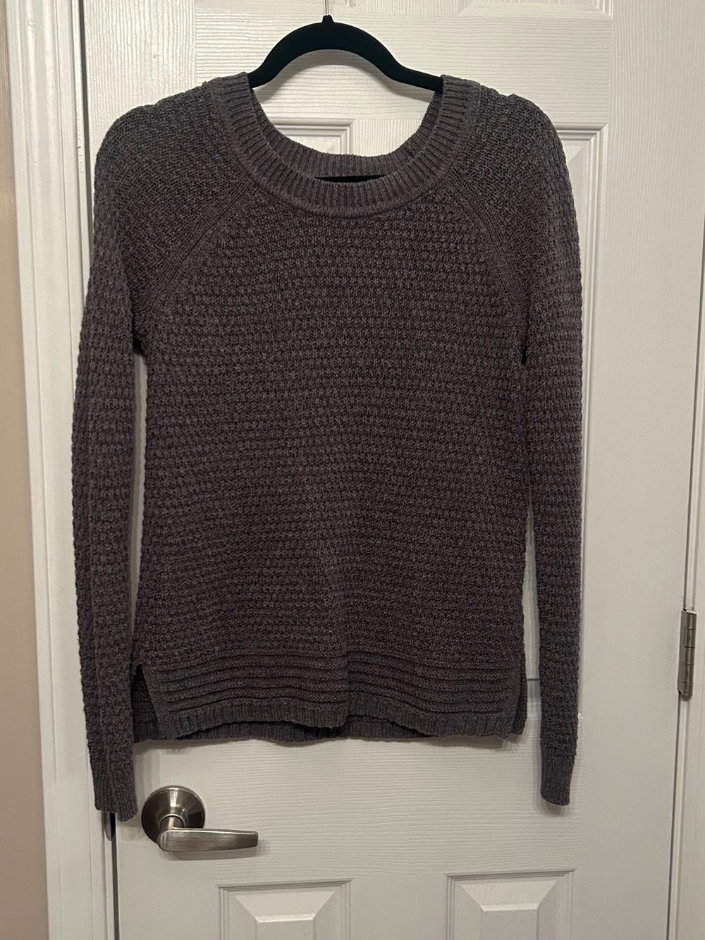 Old Navy Women's Charcoal Waffle Knit Crewneck Sweater